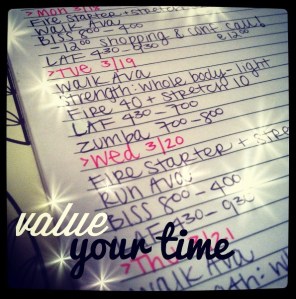 My actual schedule this week!